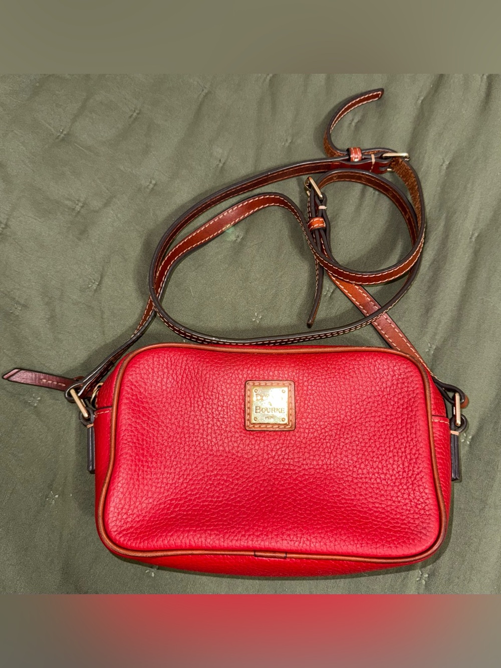 Vintage Dooney & Bourke Red Pebbled Leather Crossbody Bag